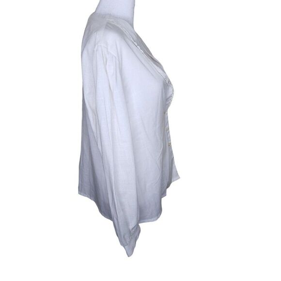 Vintage 80s Long Sleeve Button Up Blouse Womens Size 16 White Spread Collar - Picture 5 of 7